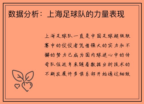 数据分析：上海足球队的力量表现